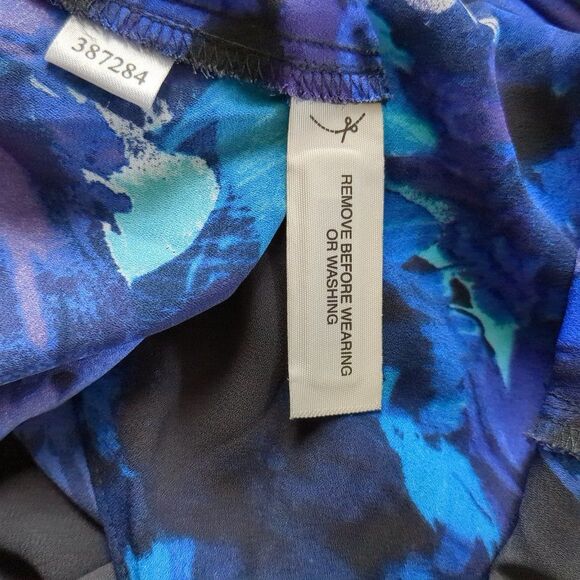 ANN TAYLOR  Faux Wrap Blouse Blue, Teal & Purple Floral Print Blouse, Sz S - Picture 4 of 6